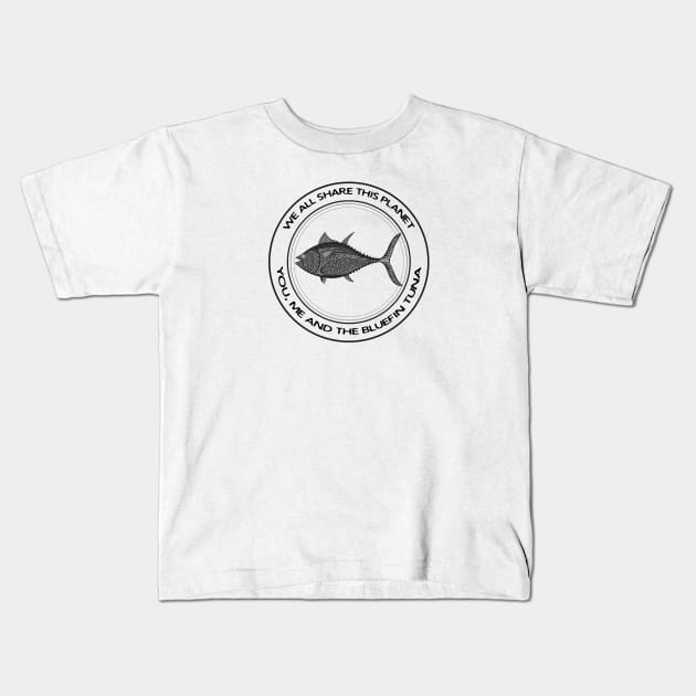 Bluefin Tuna - We All Share This Planet - animal on white Kids T-Shirt by Green Paladin